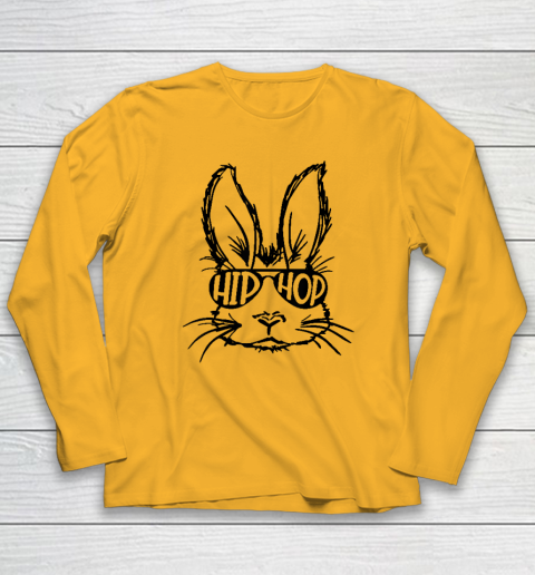 Hip Hop Bunny Face With Sunglasses Easter Day Long Sleeve T-Shirt 2