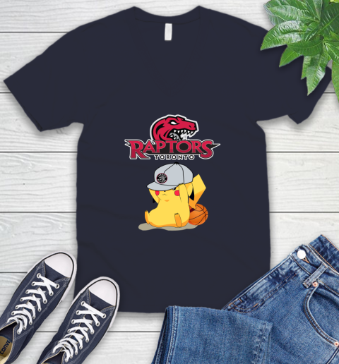 NBA Pikachu Basketball Sports Toronto Raptors V-Neck T-Shirt 3