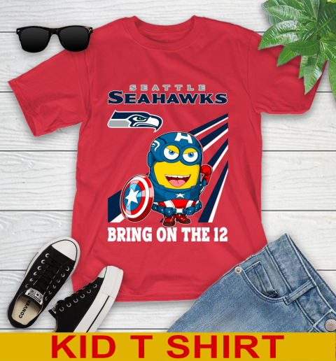 NFL Football Seattle Seahawks Captain America Marvel Avengers Minion Shirt Youth T-Shirt 11