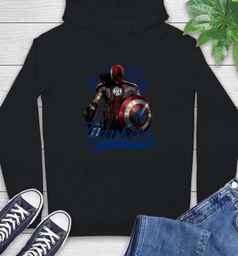 MLB Captain America Thor Spider Man Hawkeye Avengers Endgame Baseball New York Yankees Hoodie 2