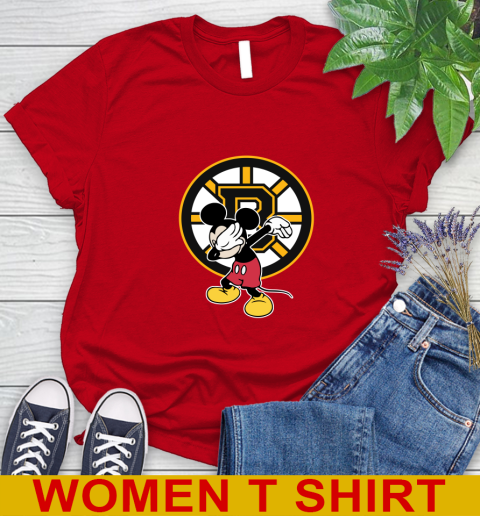 Boston Bruins NHL Hockey Dabbing Mickey Disney Sports Women's T-Shirt 10