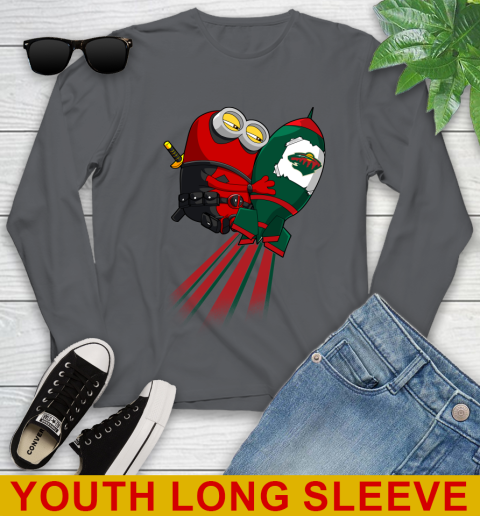 NHL Hockey Minnesota Wild Deadpool Minion Marvel Shirt Youth Long Sleeve 10 NHL Hockey Minnesota Wild Deadpool Minion Marvel Shirt Youth Long Sleeve - Image 10