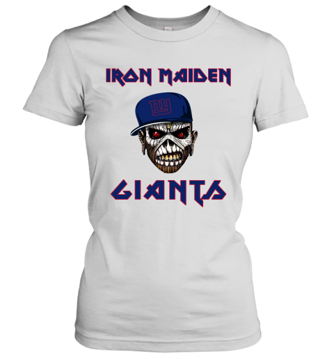 NFL New York Giants Iron Maiden Rock Band Music Football Sports r1VUB0tNGoZ ladies t shirt 20 95 151514 front white