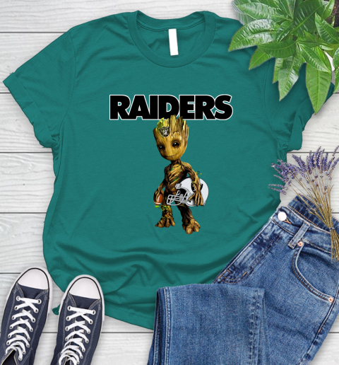 Oakland Raiders NFL Football Groot Marvel Guardians Of The Galaxy Women's T-Shirt 12