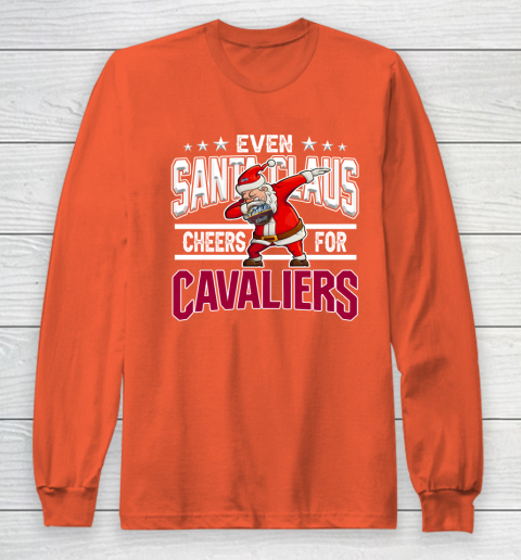Cleveland Cavaliers Even Santa Claus Cheers For Christmas NBA Long Sleeve T-Shirt 3