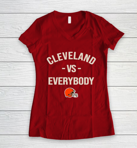 Cleveland Browns Vs Everybody Women's V-Neck T-Shirt 8