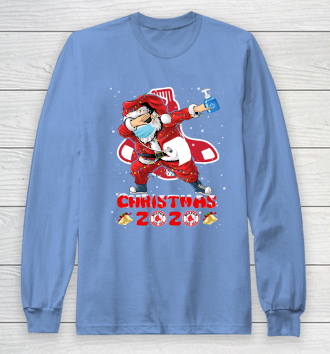 Boston Red Sox Funny Santa Claus Dabbing Christmas 2020 MLB Long Sleeve T-Shirt 8