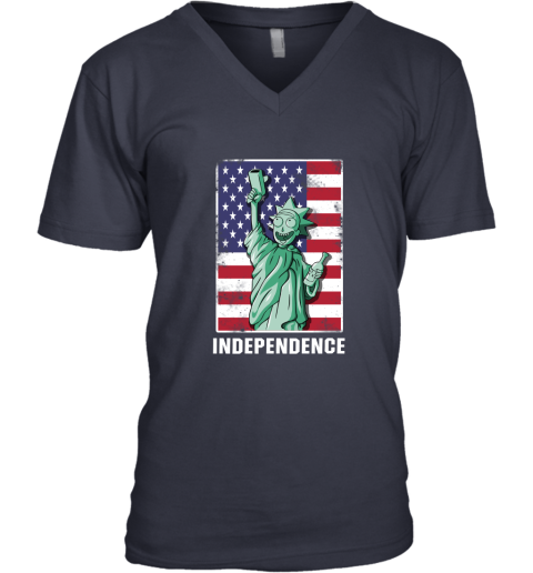 2cte rick and morty statue of liberty independence day 4th of july shirts v neck unisex 8 front navy