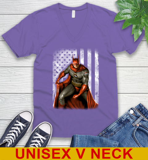 Denver Broncos NFL Football Batman DC American Flag Shirt V-Neck T-Shirt 8