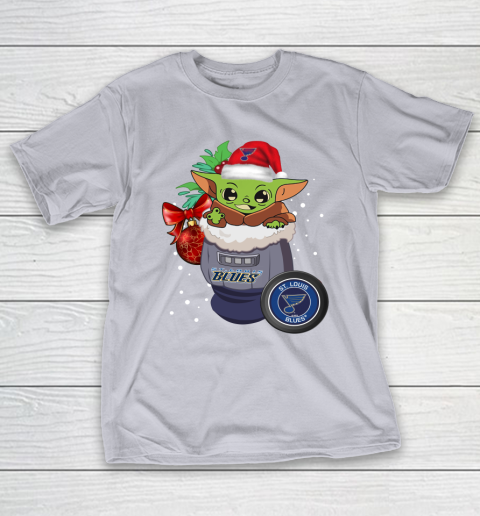 St.Louis Blues Christmas Baby Yoda Star Wars Funny Happy NHL T-Shirt 7