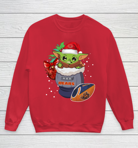 Chicago Bears Christmas Baby Yoda Star Wars Funny Happy NFL Youth Sweatshirt 9