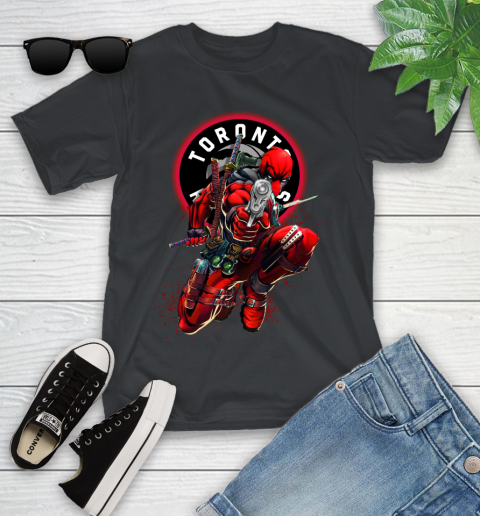 NBA Deadpool Marvel Comics Sports Basketball Toronto Raptors Youth T-Shirt 2