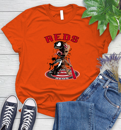 MLB Cincinnati Reds Baseball Venom Groot Guardians Of The Galaxy Women's T-Shirt 4