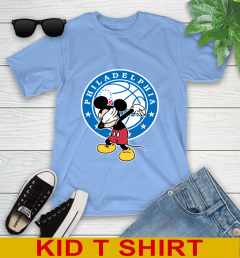 Philadelphia 76ers NBA Basketball Dabbing Mickey Disney Sports Youth T-Shirt 11