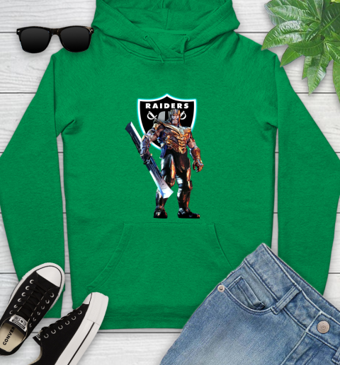 NFL Thanos Gauntlet Avengers Endgame Football Oakland Raiders Youth Hoodie 7
