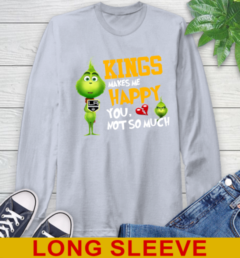 NHL Los Angeles Kings Makes Me Happy You Not So Much Grinch Hockey Sports Long Sleeve T-Shirt 6
