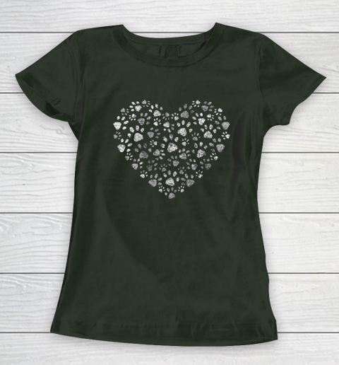 Dog Mom T Shirt Cool Paw Print Heart Women Men Dog Lovers Women's T-Shirt 4