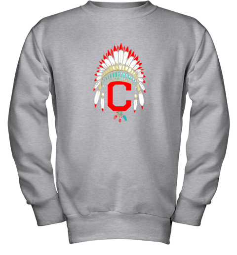 xjdm new cleveland hometown indian tribe vintage for baseball youth sweatshirt 47 front sport grey