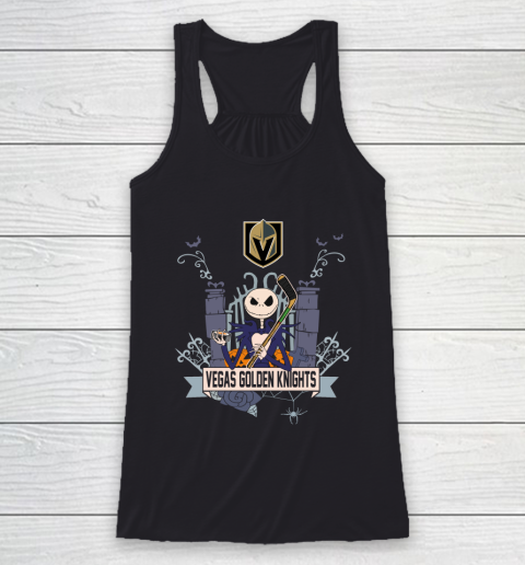 NHL Vegas Golden Knights Hockey Jack Skellington Halloween Racerback Tank