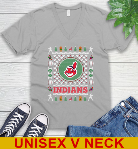 Cleveland Indians Merry Christmas MLB Baseball Loyal Fan V-Neck T-Shirt 3