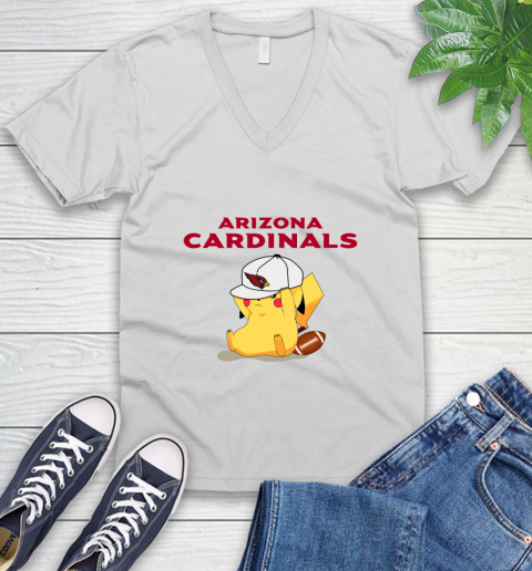 NFL Pikachu Football Sports Arizona Cardinals V-Neck T-Shirt