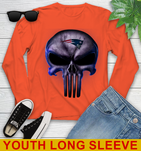 New England Patriots NFL Football Punisher Skull Sports Youth Long Sleeve 3