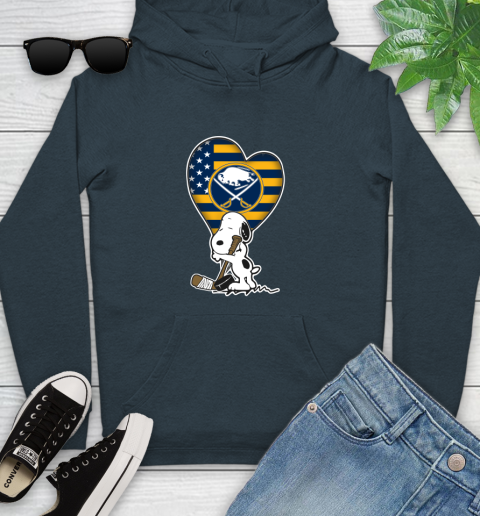 Buffalo Sabres NHL Hockey The Peanuts Movie Adorable Snoopy Youth Hoodie 8
