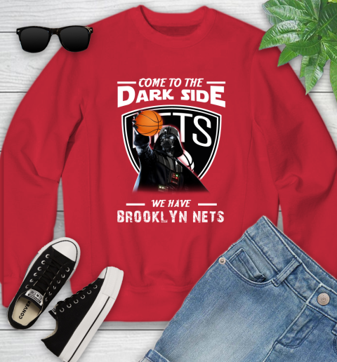 NBA Come To The Dark Side We Have Brooklyn Nets Star Wars Darth Vader Basketball Youth Sweatshirt 8