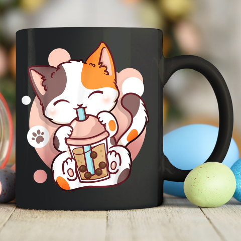 Cat Boba Tea Bubble Tea Anime Kawaii Neko Ceramic Mug 11oz