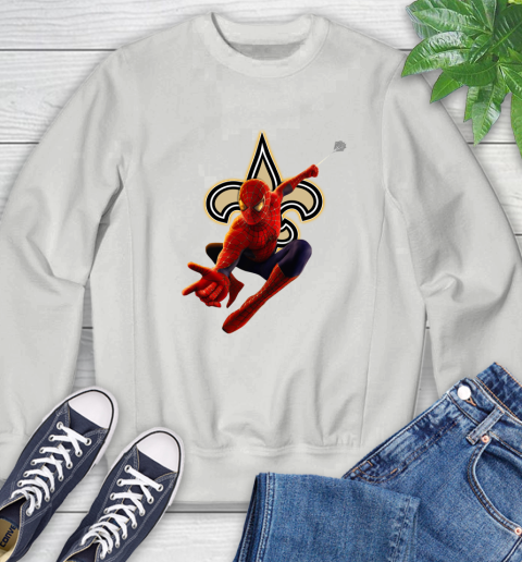 NFL Spider Man Avengers Endgame Football New Orleans Saints Sweatshirt 5