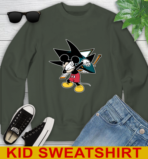 San Jose Sharks NHL Hockey Dabbing Mickey Disney Sports Youth Sweatshirt 9