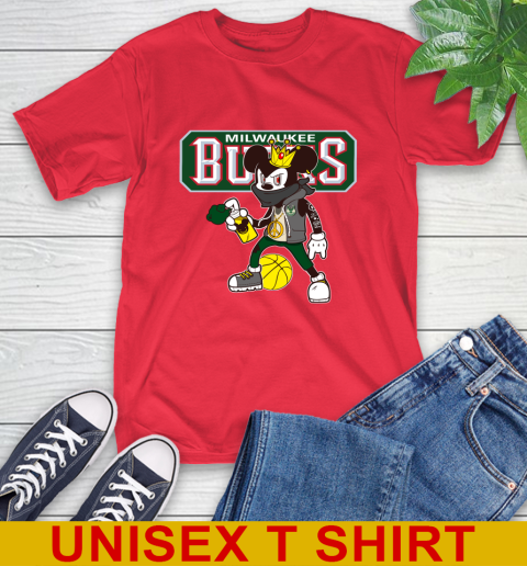 Milwaukee Bucks NBA Basketball Mickey Peace Sign Sports T-Shirt 10