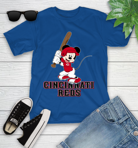 MLB Baseball Cincinnati Reds Cheerful Mickey Mouse Shirt Youth T-Shirt 9