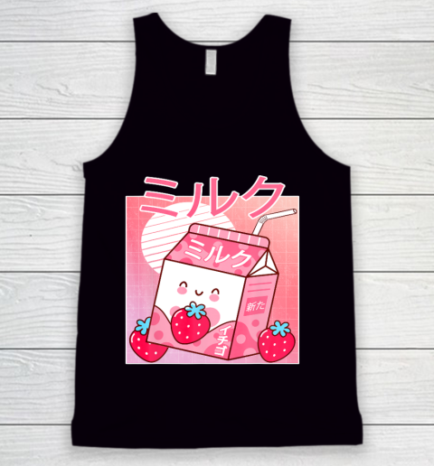 Japanese Kawaii Strawberry Milk  Shake Carton Funny Retro Tank Top
