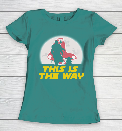 Boston Red Sox MLB Baseball Star Wars Yoda And Mandalorian This Is The Way Women's T-Shirt 10