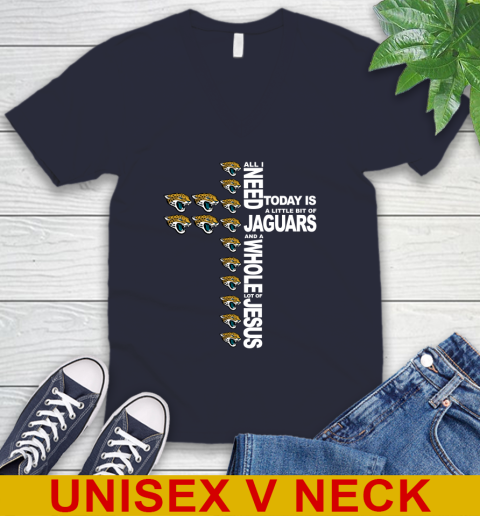 NFL All I Need Today Is A Little Bit Of Jacksonville Jaguars Cross Shirt V-Neck T-Shirt 2