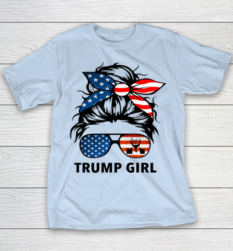 Trump Girl American Flag Glass Youth T-Shirt 4