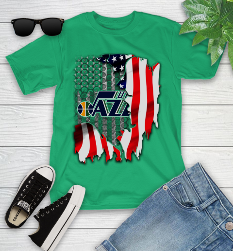 Utah Jazz NBA Basketball American Flag Youth T-Shirt 8