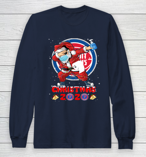 Detroit Pistons Funny Santa Claus Dabbing Christmas 2020 NBA Long Sleeve T-Shirt 2