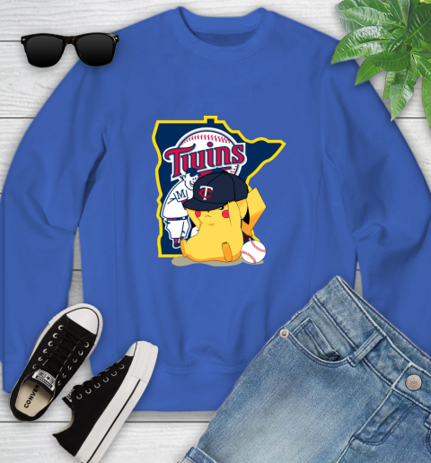 MLB Pikachu Baseball Sports Minnesota Twins Youth Sweatshirt 8