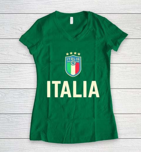 Italy Soccer Jersey 2020 2021 Euros Italia Football Team Women's V-Neck T-Shirt 3