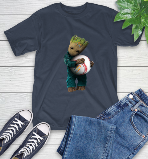 MLB Groot Guardians Of The Galaxy Baseball Sports Miami Marlins T-Shirt 4