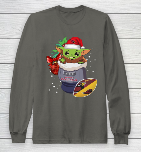 Arizona Cardinals Christmas Baby Yoda Star Wars Funny Happy NFL Long Sleeve T-Shirt 8