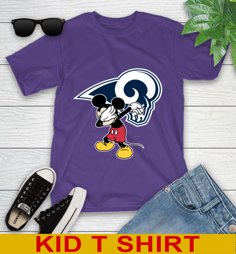 Los Angeles Rams NFL Football Dabbing Mickey Disney Sports Youth T-Shirt 4