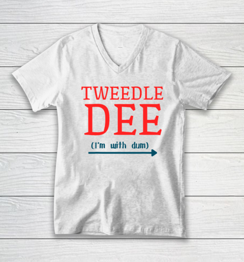Tweedle Dee I'm With Dum Couple And Friends Funny Lazy Costume V-Neck T-Shirt