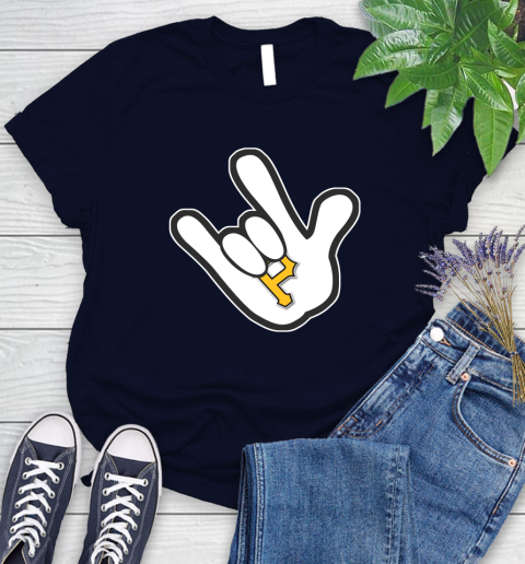 Pittsburgh Pirates MLB Baseball Mickey Rock Hand Disney Women's T-Shirt 3
