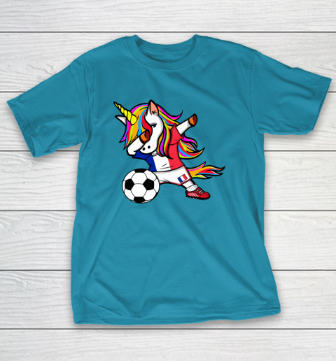 Funny Dabbing Unicorn France Football French Flag Soccer T-Shirt 20
