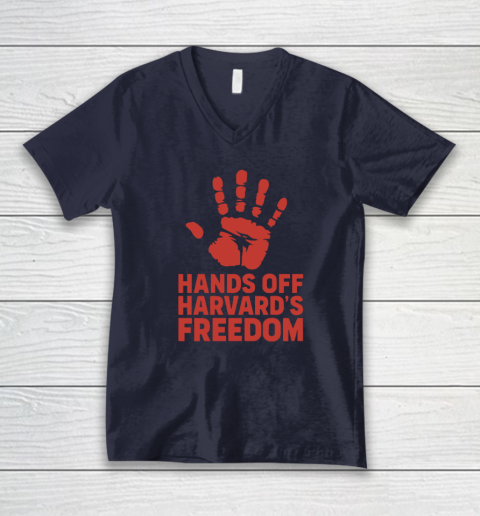Hands Off Harvard's Freedom V-Neck T-Shirt 2