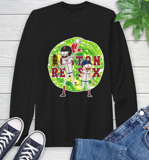 MLB Boston Red Sox Rick And Morty Commissioner's Trophy Baseball Sports Long Sleeve T-Shirt 2