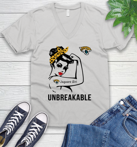 NFL Jacksonville Jaguars Girl Unbreakable Football Sports V-Neck T-Shirt